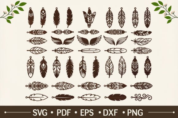 Download Boho Feather Earrings SVG Bundle - Boho Collection
