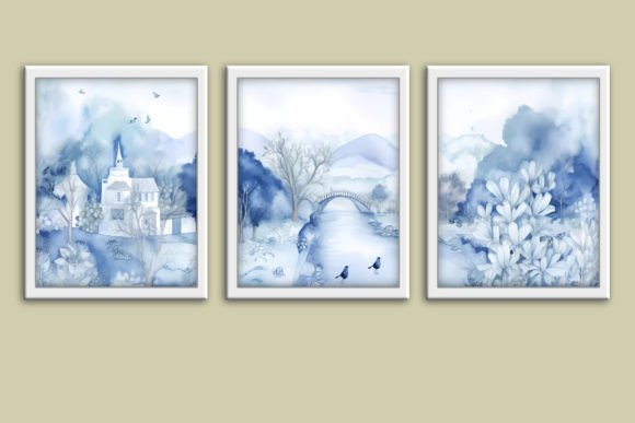 Download Blue Boho Wall Art Panorama Landscape - Boho Collection