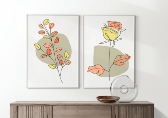 Download Set of Minimalist Flower Boho Wall Art - Boho Collection