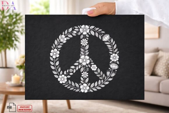Download Floral Peace Symbol Boho PNG - Boho Collection