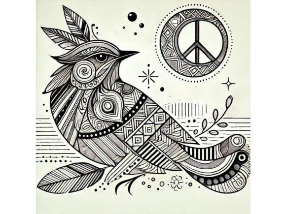 Download Ornamental Lark with Geometric Feather D - Geometric Collection