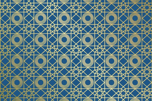Download Blue Gold Islamic Geometric Pattern - Geometric Collection
