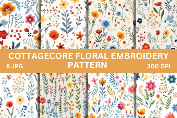 Download Cottagecore Floral Embroidery Pattern - Premium Bundle