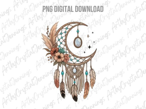 Download Boho Crescent Moon Dreamcatcher PNG - Boho Collection