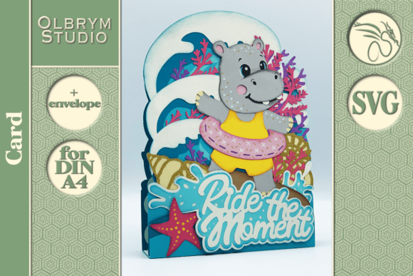 Download Hippo Summer Vacation Greeting Card SVG - Card Collection