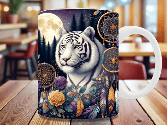 Download Tribal Dreamcatcher Boho White Tiger Mug - Boho Collection
