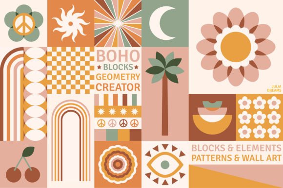 Download Boho Blocks Geometry Creator Flowers - Boho Collection