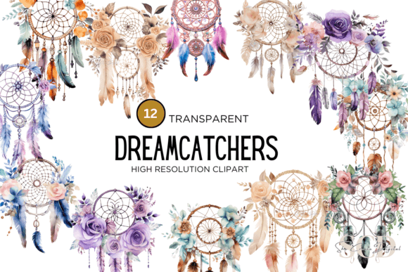 Download Watercolor Boho Dreamcatcher Clipart - Boho Collection