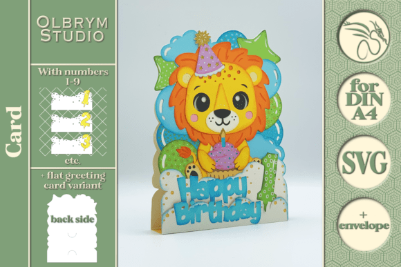 Download Baby Lion Birthday Card Kawaii SVG - Card Collection
