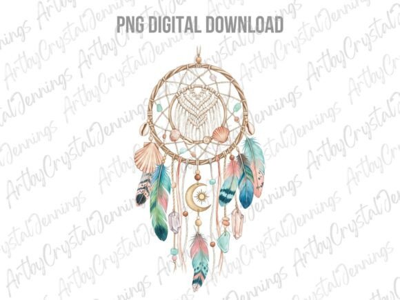 Download Watercolor Boho Coastal Dreamcatcher PNG - Boho Collection